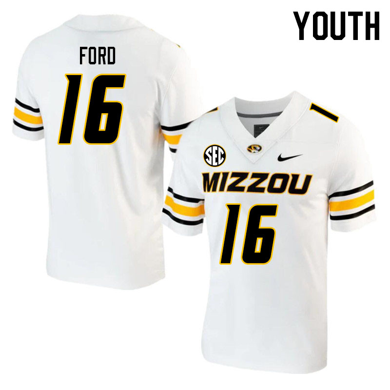 Youth #16 Travion Ford Missouri Tigers College 2023 Football Stitched Jerseys Sale-White
